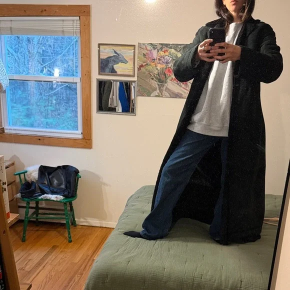 lambskin Cole Haan BLACK FULL LENGTH COAT - Picture 7 of 15